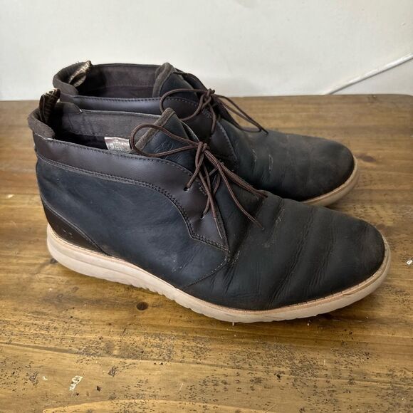 Mens Ugg Union size 10.5 Brown Leather Waterproof Chukka Boots - Picture 1 of 6
